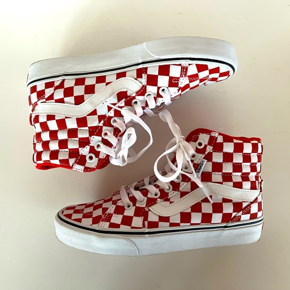 Vans Sk8-Hi 38 Decon VR3 SF Red and White Shoes, Size 7 - Picture 6 of 12